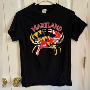 Gildan Mens Small Maryland Cotton Black Short Sleeve Tee‎